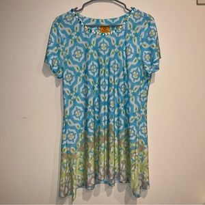 🍀4 for 25🍀 Ruby Rd. | Green and Blue Patterned Tee